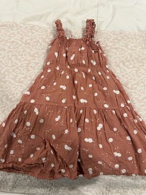 buho Rust Polka Dot Tiered Sundress with Ruffled Straps